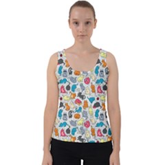 Funny Cute Colorful Cats Pattern Velvet Tank Top