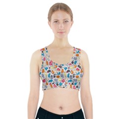 Funny Cute Colorful Cats Pattern Sports Bra With Pocket