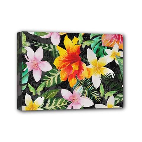 Tropical Flowers Butterflies 1 Mini Canvas 7  X 5  by EDDArt