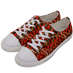 Red Triangles Zig Zags Many Layers Created By Flipstylezdesigns Women s Low Top Canvas Sneakers by flipstylezfashionsLLC