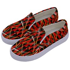 Red Triangles Zig Zags Many Layers Created By Flipstylezdesigns Kids  Canvas Slip Ons by flipstylezfashionsLLC