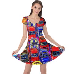 Colorful Toy Racing Cars Cap Sleeve Dress by FunnyCow