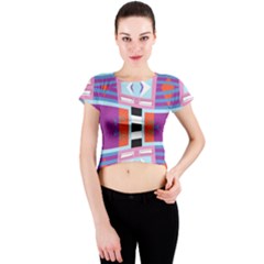 Mirrored Distorted Shapes                                    Crew Neck Crop Top by LalyLauraFLM