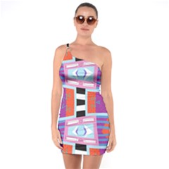 Mirrored Distorted Shapes                            One Shoulder Ring Trim Bodycon Dress by LalyLauraFLM