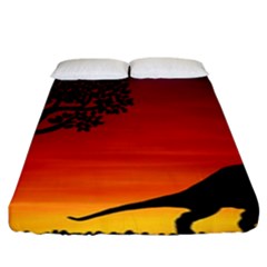 Sunset Dinosaur Scene Fitted Sheet (king Size) by IIPhotographyAndDesigns