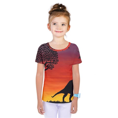 Sunset Dinosaur Scene Kids  One Piece Tee by IIPhotographyAndDesigns