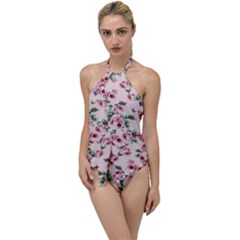 Pink Roses And Butterflies Go With The Flow One Piece Swimsuit by CasaDiModa