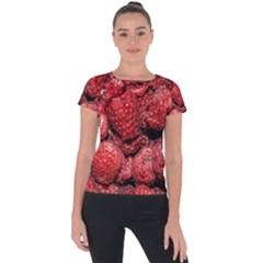 Red Raspberries Short Sleeve Sports Top  by FunnyCow