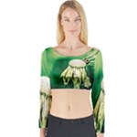 Dandelion Flower Green Chief Long Sleeve Crop Top