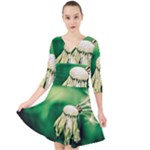 Dandelion Flower Green Chief Quarter Sleeve Front Wrap Dress