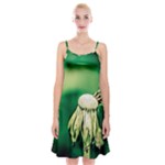 Dandelion Flower Green Chief Spaghetti Strap Velvet Dress