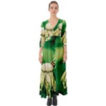 Dandelion Flower Green Chief Button Up Boho Maxi Dress