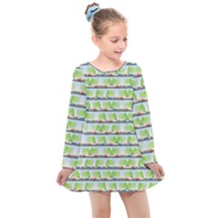 Cars And Trees Pattern Kids  Long Sleeve Dress by linceazul