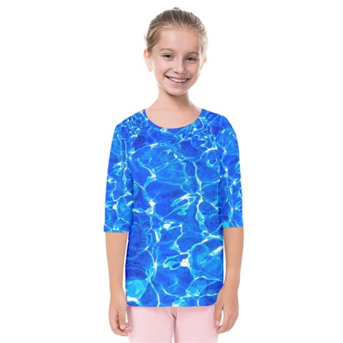 Blue Clear Water Texture Kids  Quarter Sleeve Raglan Tee by FunnyCow