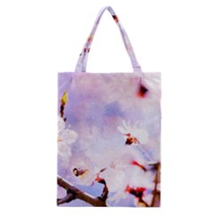 Pink Sakura Purple Background Classic Tote Bag by FunnyCow