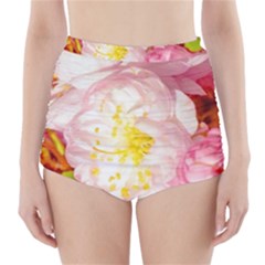 Pink Flowering Almond Flowers High-waisted Bikini Bottoms by FunnyCow