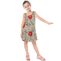 Papanese Floral Red Kids  Sleeveless Dress by snowwhitegirl