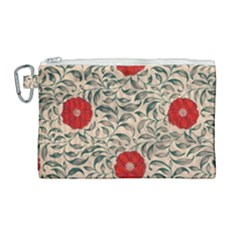 Papanese Floral Red Canvas Cosmetic Bag (large)