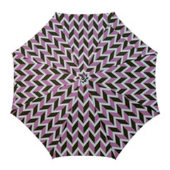 Zigzag Chevron Pattern Pink Brown Golf Umbrellas by snowwhitegirl