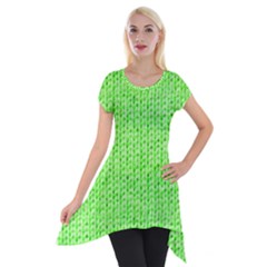 Knitted Wool Neon Green Short Sleeve Side Drop Tunic by snowwhitegirl