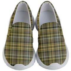 Yellow Plaid Kid s Lightweight Slip Ons by snowwhitegirl