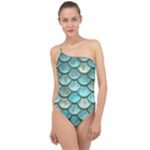 Aqua Mermaid Scale Classic One Shoulder Swimsuit