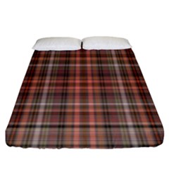 Peach  Plaid Fitted Sheet (king Size) by snowwhitegirl