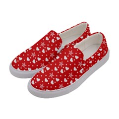 Hearts And Star Dot Red Women s Canvas Slip Ons by snowwhitegirl