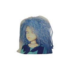 Blue Hair Boy Drawstring Pouch (medium) by snowwhitegirl