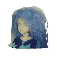 Blue Hair Boy Drawstring Pouch (xxl) by snowwhitegirl