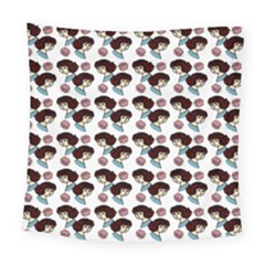 Redhead Girl Pattern Square Tapestry (large)