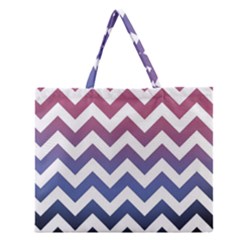 Pink Blue Black Ombre Chevron Zipper Large Tote Bag by snowwhitegirl