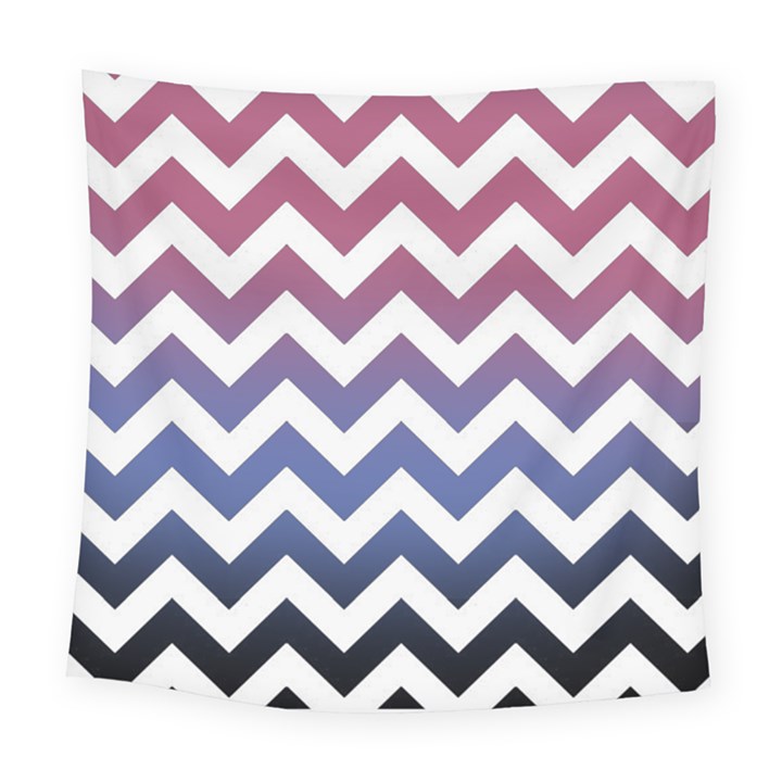 Pink Blue Black Ombre Chevron Square Tapestry (Large)