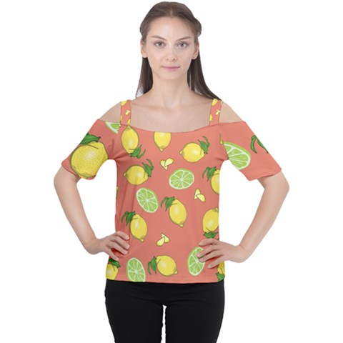 Lemons And Limes Peach Cutout Shoulder Tee by snowwhitegirl