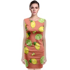 Lemons And Limes Peach Sleeveless Velvet Midi Dress