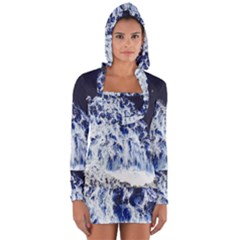 Blue Waves Sea Long Sleeve Hooded T-shirt