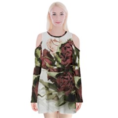 Roses 1802790 960 720 Velvet Long Sleeve Shoulder Cutout Dress by vintage2030