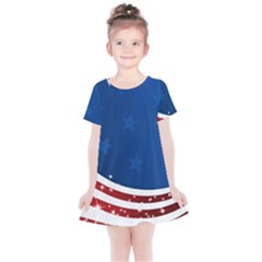 Dark American Flag Kids  Simple Cotton Dress by lwdstudio