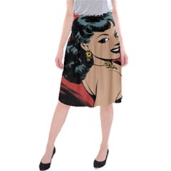 Comic Girl Midi Beach Skirt by vintage2030