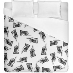 Pointing Finger Pattern Duvet Cover (king Size) by Valentinaart