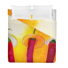 Three Red Chili Peppers Duvet Cover Double Side (full/ Double Size) by FunnyCow