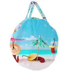 Red Chili Peppers On The Beach Giant Round Zipper Tote by FunnyCow
