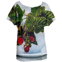 Red Raspberries In A Teacup Women s Oversized Tee by FunnyCow