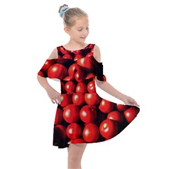 Pile Of Red Tomatoes Kids  Shoulder Cutout Chiffon Dress by FunnyCow