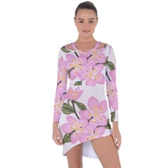 Pink Flowers Asymmetric Cut-out Shift Dress by lwdstudio