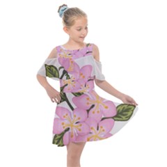 Pink Flowers Kids  Shoulder Cutout Chiffon Dress by lwdstudio