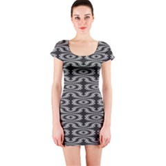 Monochrome Centipede Arabesque Short Sleeve Bodycon Dress by linceazul