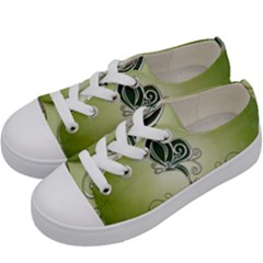 Wonderful Butterlies , Green Colors Kids  Low Top Canvas Sneakers by FantasyWorld7