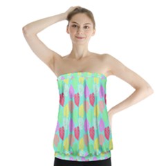 Pastel Rainbow Monstera Strapless Top by PodArtist