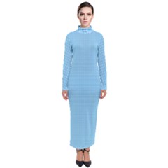 Oktoberfest Bavarian Blue Mini Houndstooth Check Turtleneck Maxi Dress by PodArtist